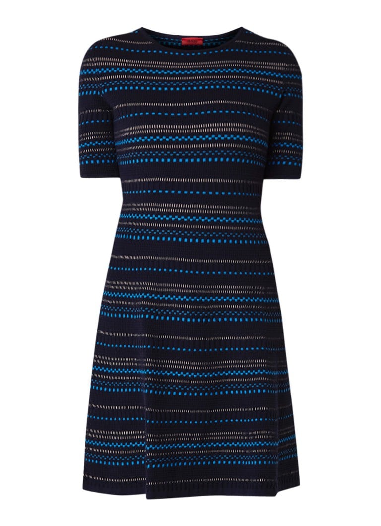 Hugo Boss Swany midi-jurk met ingeweven streepdessin multicolor