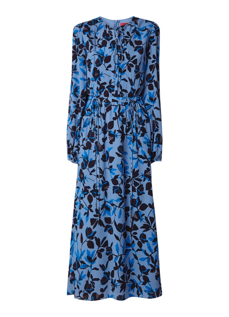 Hugo Boss Kassarina maxi-jurk met bloemendessin staalblauw