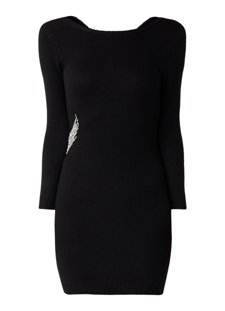 BA&SH Oia gebreide mini-jurk in kasjmierblend met strass zwart
