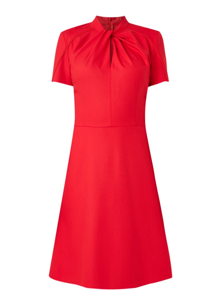Hugo Boss Kalinga A-lijn jurk met plooidetail rood