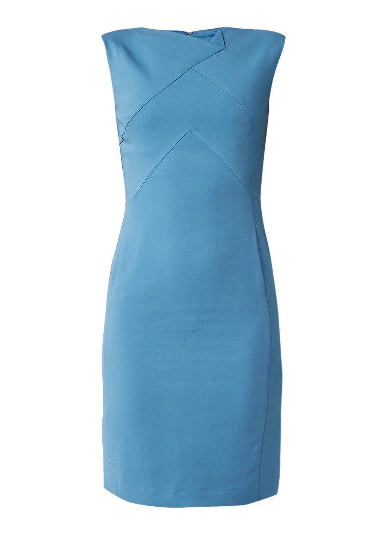 Reiss Aiken kokerjurk met asymmetrische halslijn turquoise