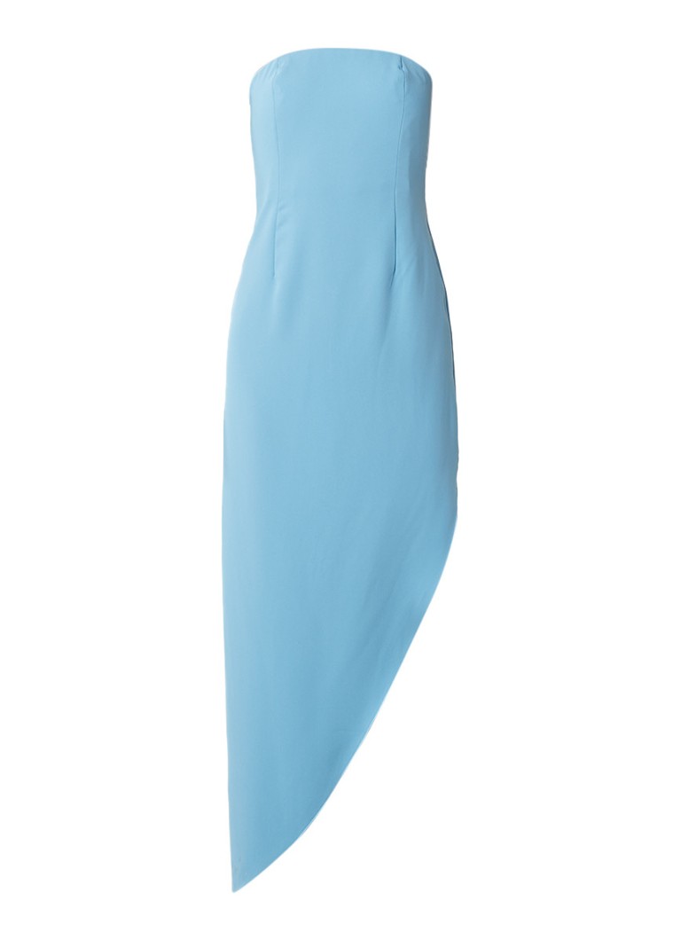 Reiss Rima asymmetrische strapless midi-jurk aquablauw
