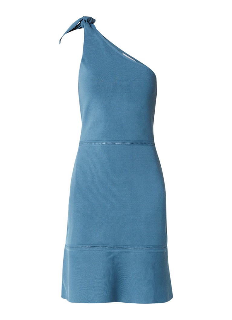 Reiss Beatrice one shoulder jurk met strikdetail blauwgrijs