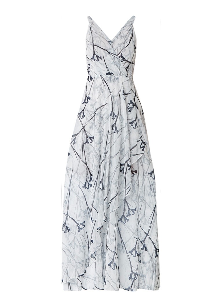 Reiss Elle maxi-jurk met draperie en dessin zwart