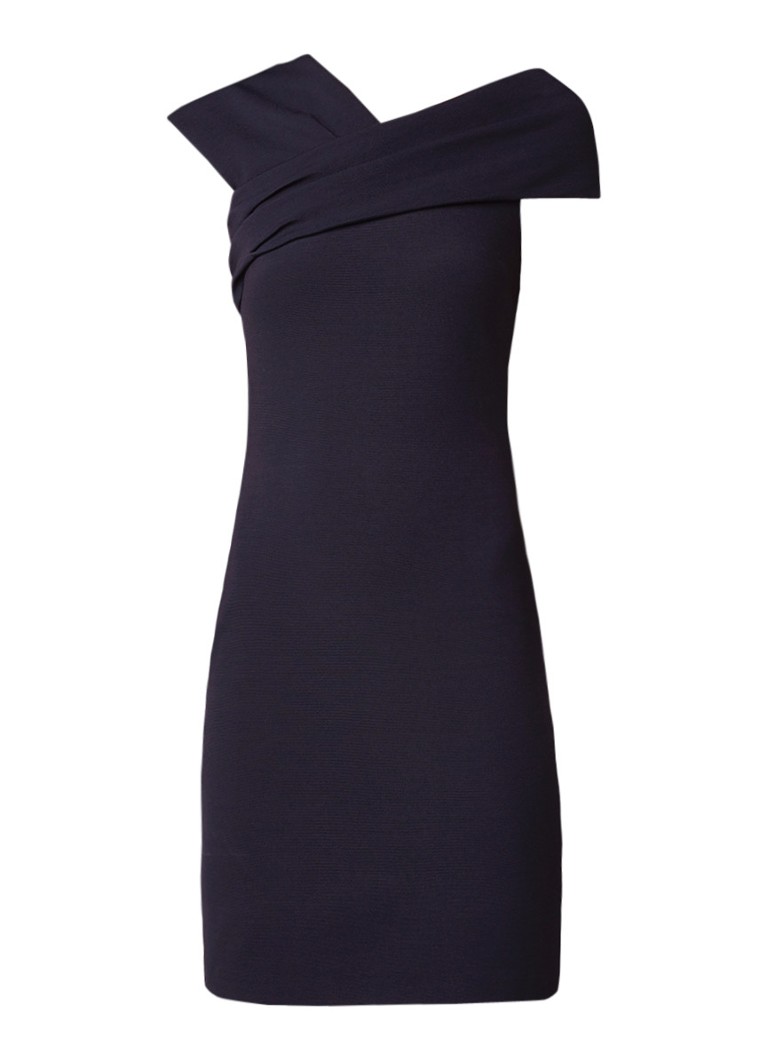 Reiss Cristiana midi-jurk met gekruiste halslijn donkerblauw