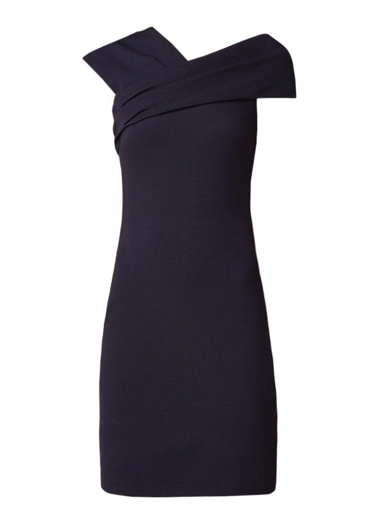 Reiss Cristiana midi-jurk met gekruiste halslijn donkerblauw