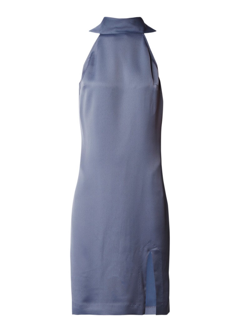 Reiss Mina jurk van satijn met rugdecolletÃ© blauwgrijs