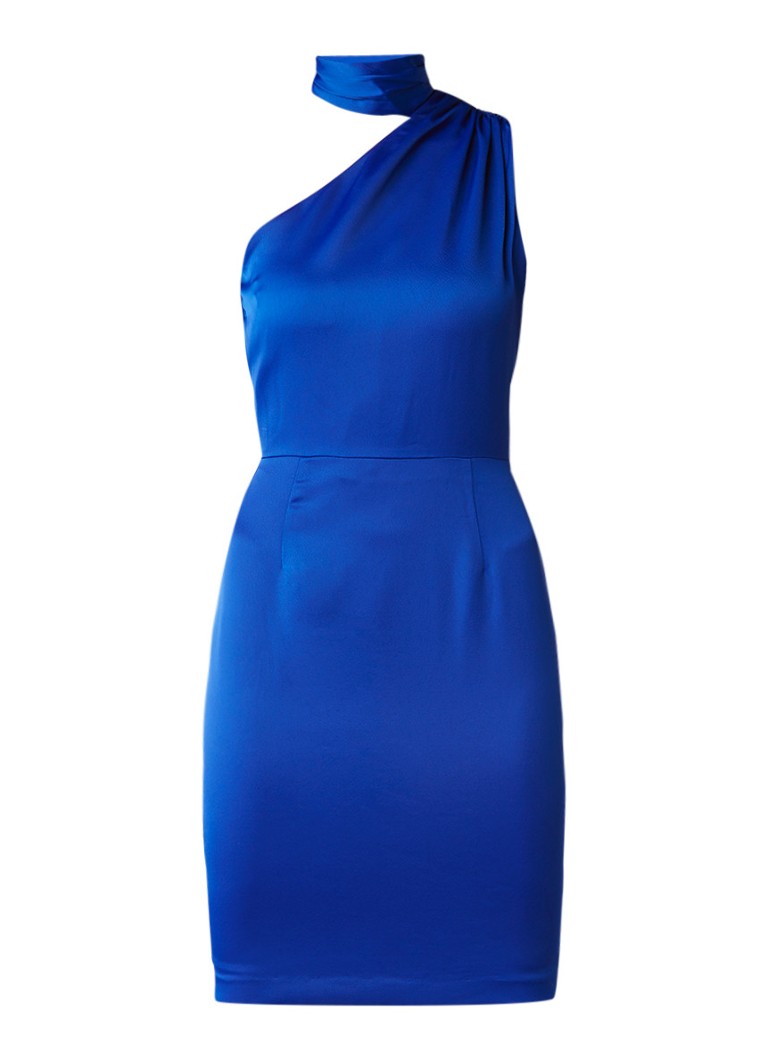 Reiss Ennie one shoulder jurk van crêpe met strikdetail blauw