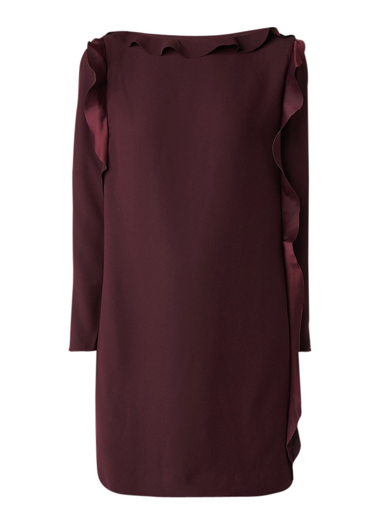 Reiss Neptune cold shoulder jurk met volant bordeauxrood