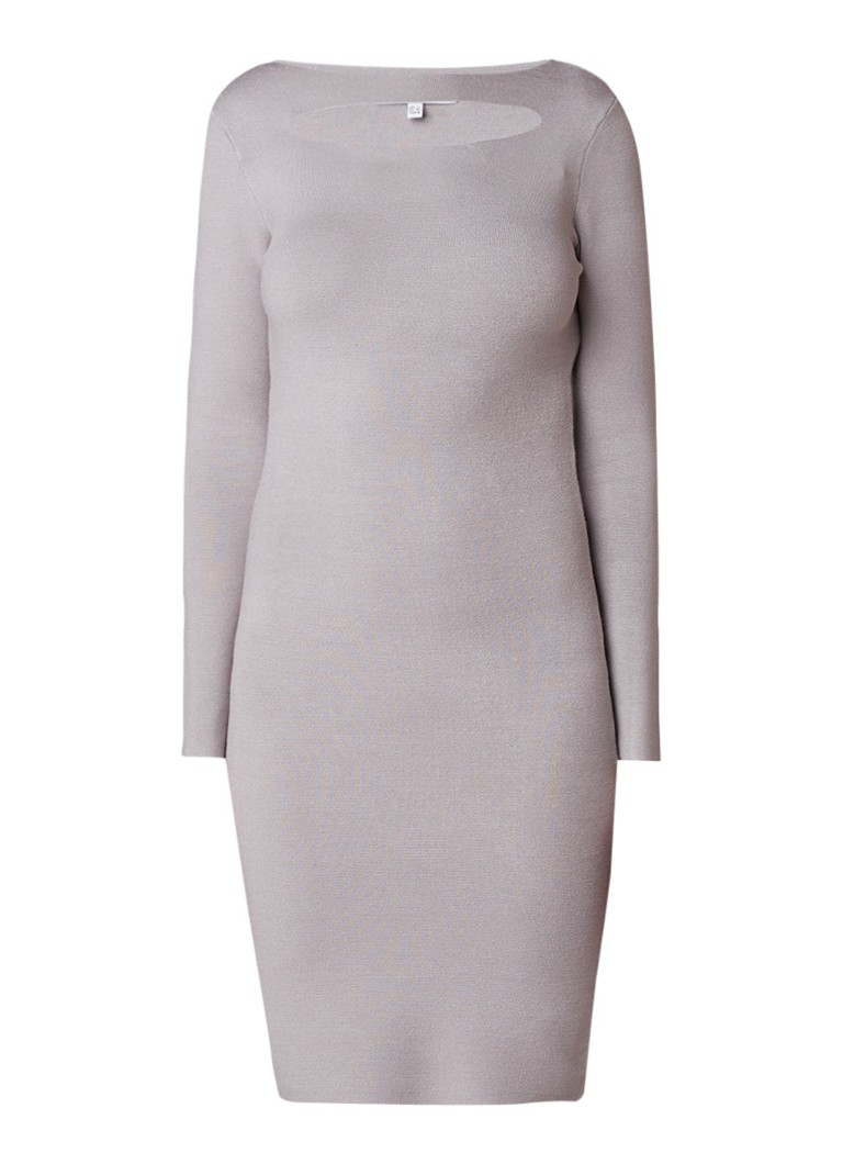 Reiss Audrey fijngebreide jurk met cut-out taupe