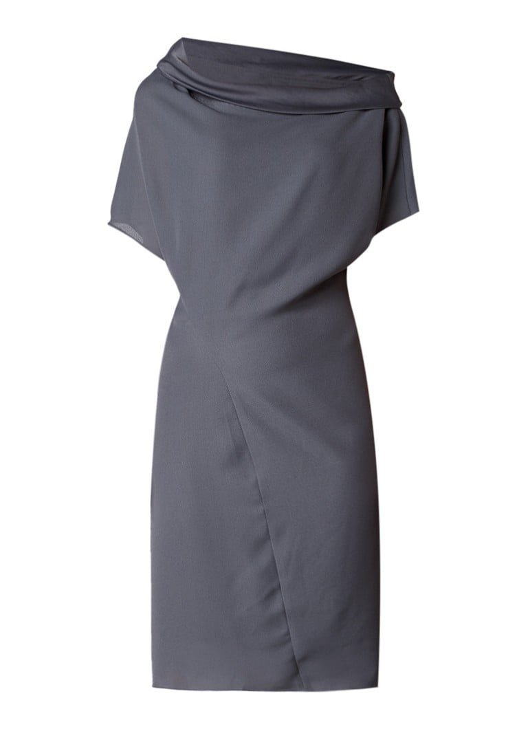 Reiss Camilia jurk van crêpe met draperie grijs