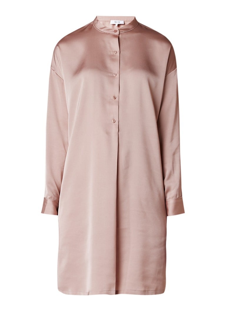 Reiss Maribel oversized blousejurk van satijn lichtroze