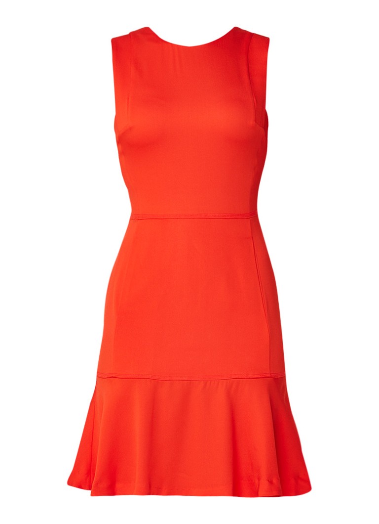 Reiss Jackie mouwloze midi-jurk met volant en steekzakken oranjerood