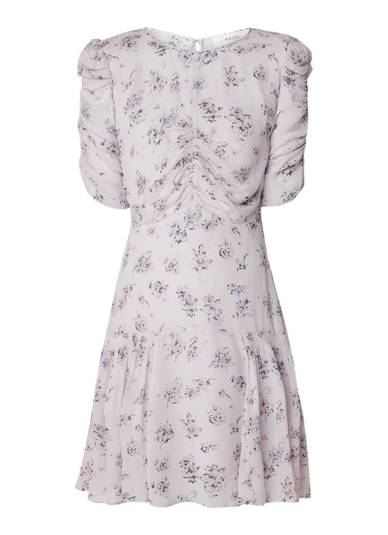 Reiss Rae midi-jurk van chiffon met gesmockte details lila