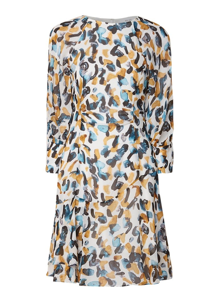 Reiss Tuniekjurk met volant met print blauw