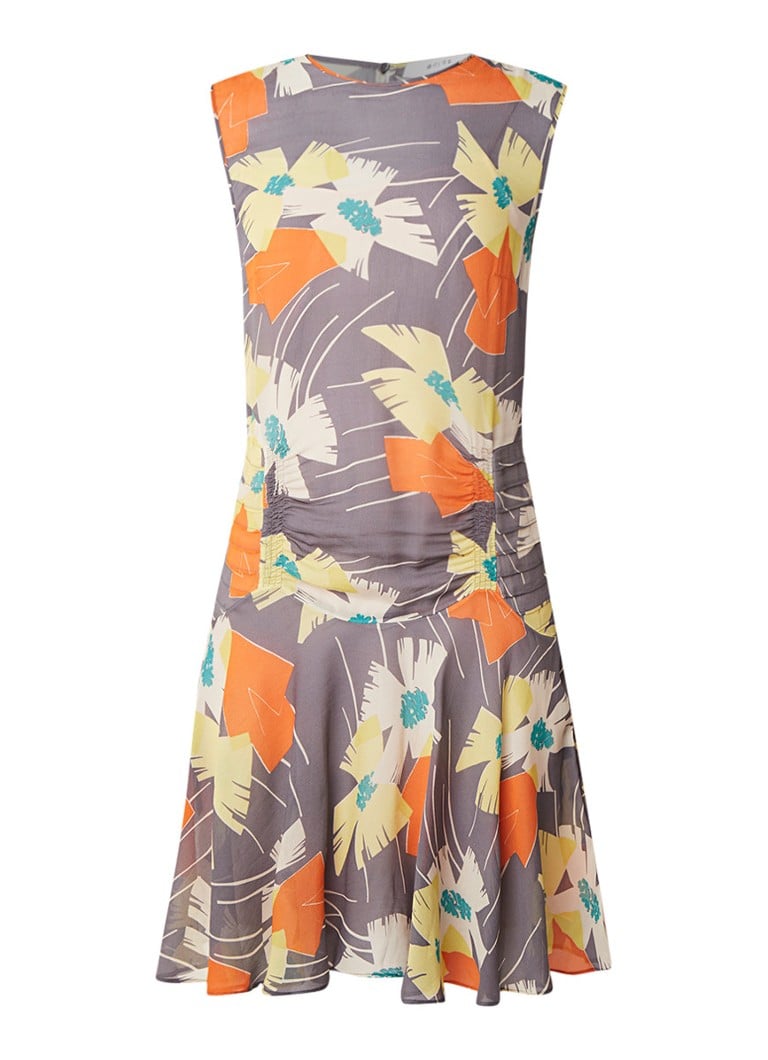 Reiss Remi semi-transparante jurk met abstract bloemendessin grijs