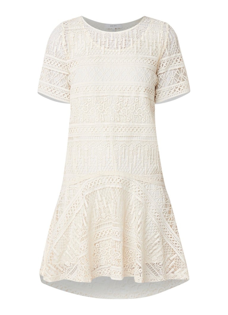 Reiss LINDA-LACE Linda losvallende jurk van kant met onderjurk DRESS gebroken wit