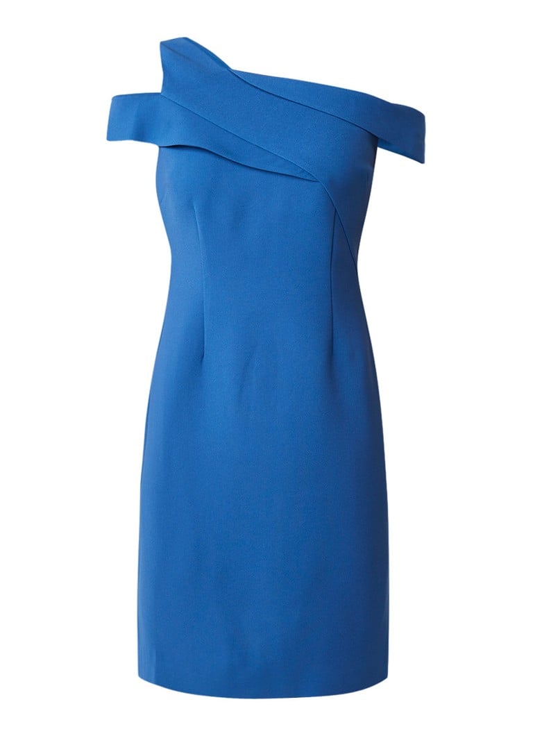 Reiss Natalie kokerjurk met asymmetrische halslijn royalblauw