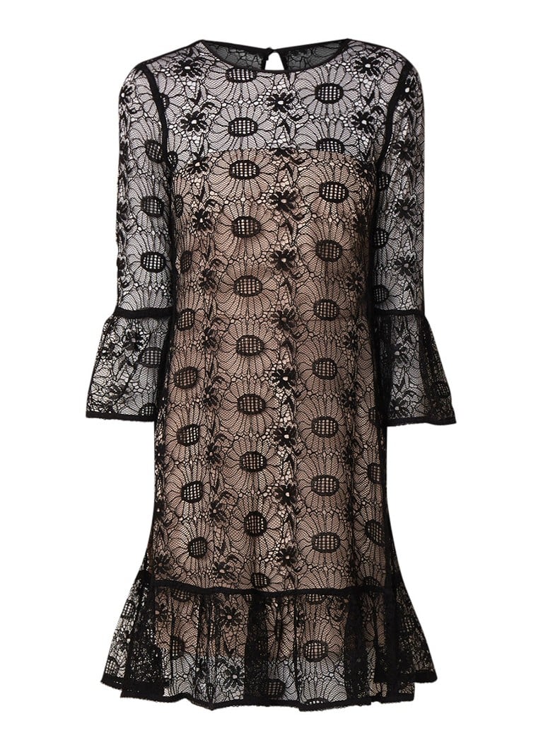 Reiss Jade tuniekjurk van kant met klokmouw zwart