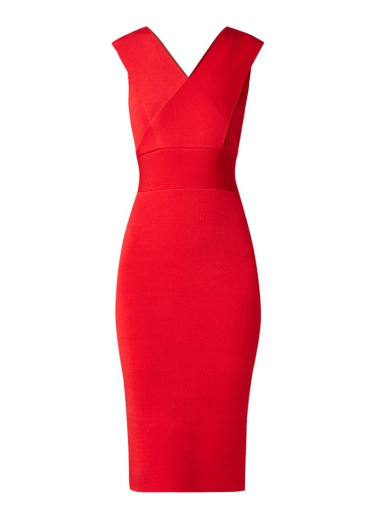 Reiss Salvia bodycon jurk met gekruiste kapmouw rood