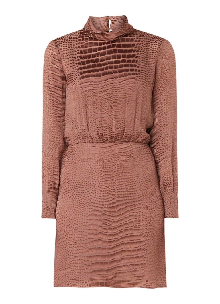 Reiss Emma mini-jurk in zijdeblend met croco print bruin