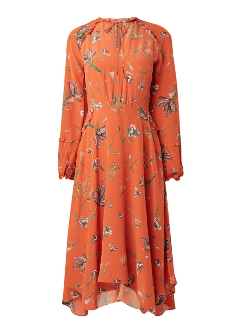 Reiss Bay maxi-jurk met bloemendessin oranje