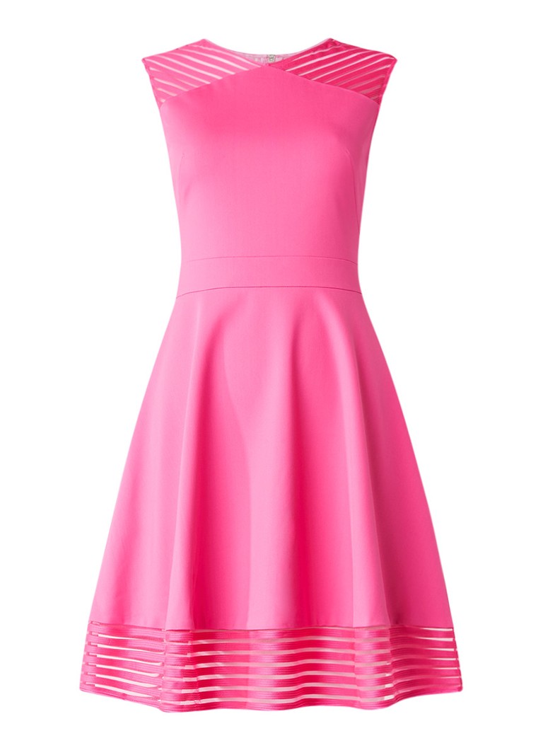 Ted Baker Eleese skaterdress met mesh streepdetail fuchsia