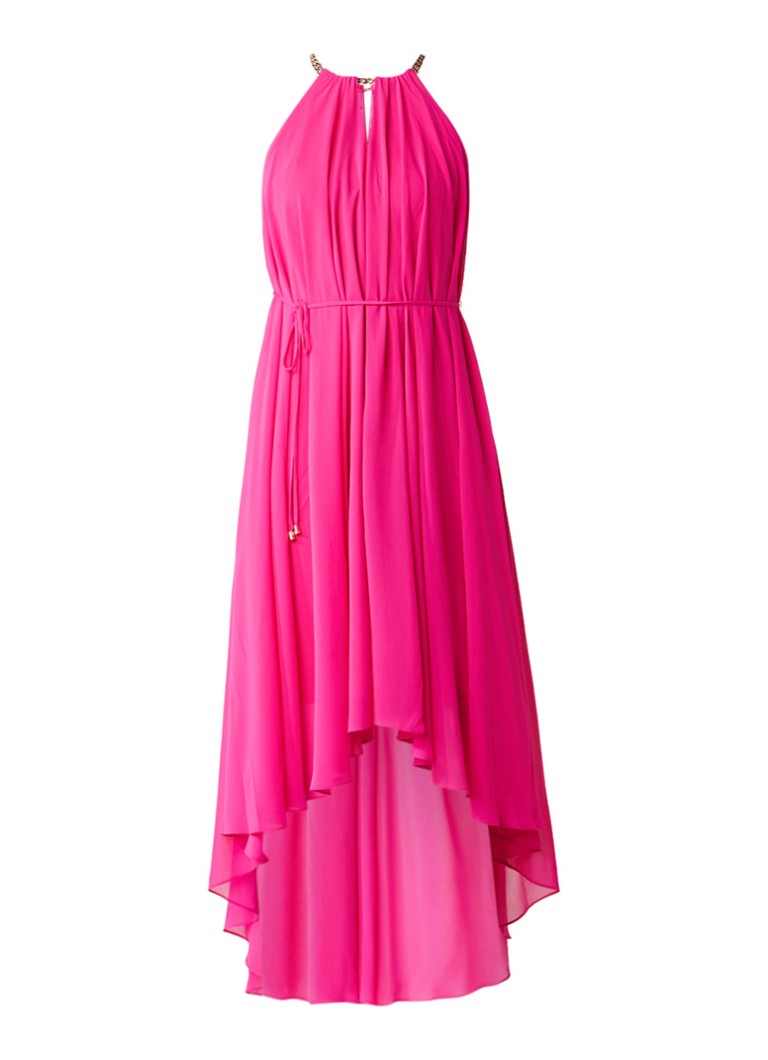 Ted Baker Harpah asymmetrische halterjurk van semi-transparant chiffon fuchsia