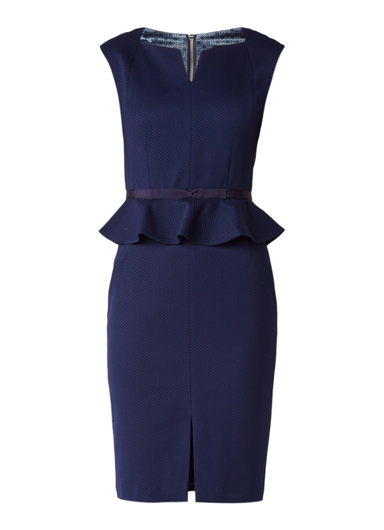 Ted Baker Nadaed kokerjurk met peplum donkerblauw