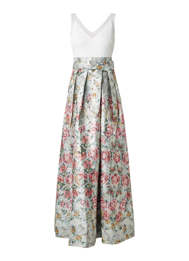 Ted Baker Meigan galajurk met strikdetail en bloemdessin lichtblauw