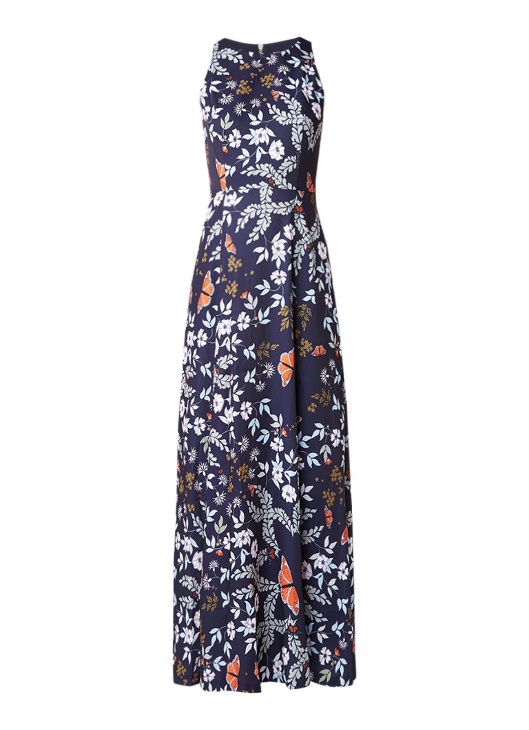 Ted Baker Kytot maxi jurk met geplisseerde inzet en bloemdessin donkerblauw