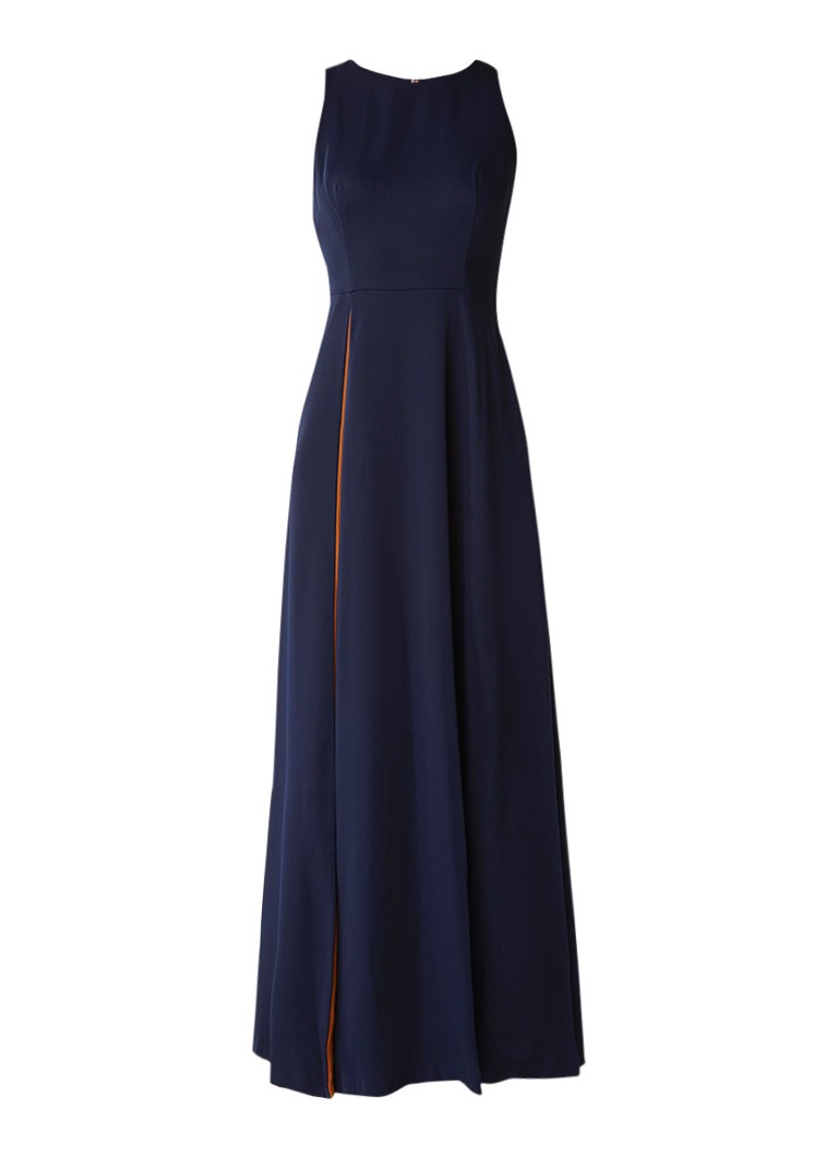 Ted Baker Avondjurk van crêpe met split en plissë donkerblauw