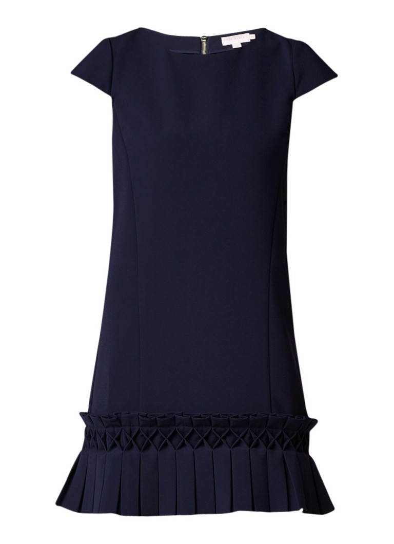 Ted Baker Abana jurk met plissézoom donkerblauw