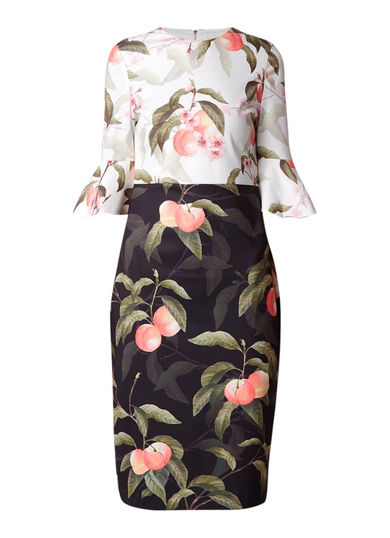 Ted Baker Areea kokerjurk met volant en bloemendessin multicolor