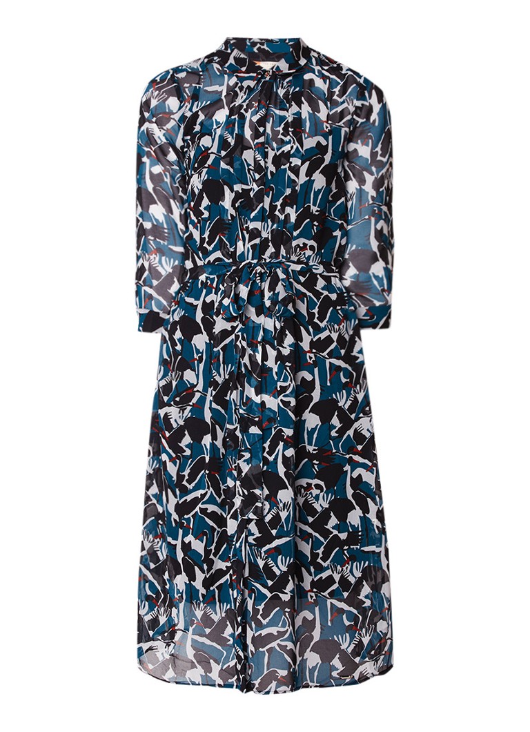 Ted Baker Kloss blousejurk van crêpe met vogeldessin zeegroen