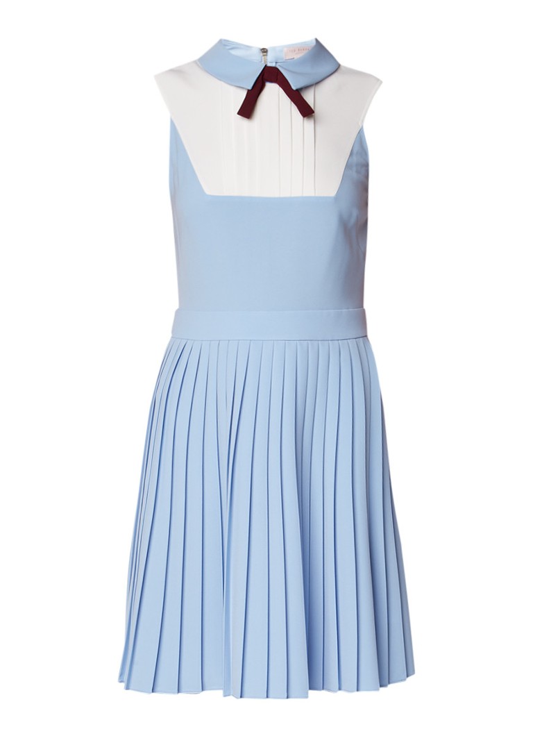 Ted Baker Miyya A-lijn jurk met strik en plissé lichtblauw