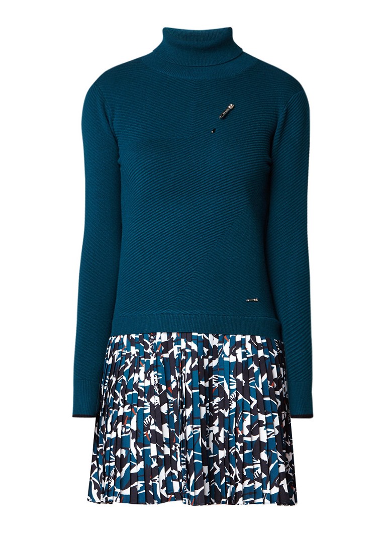 Ted Baker A-lijn jurk met contraststof en plissé zeegroen