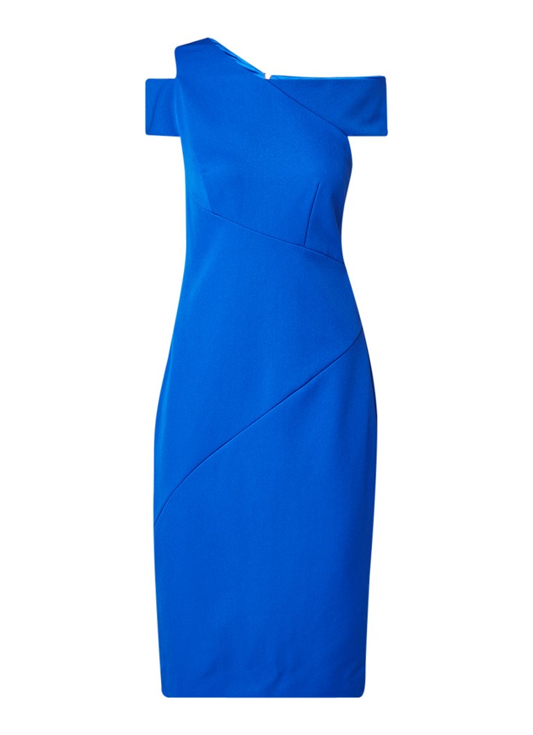 Ted Baker Yandal asymmetrische bodycon jurk royalblauw