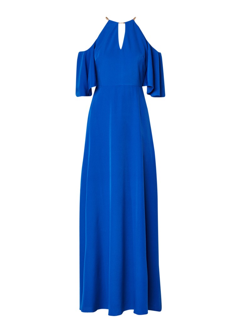 Ted Baker Bennha cold shoulder jurk met split en halsketting royalblauw