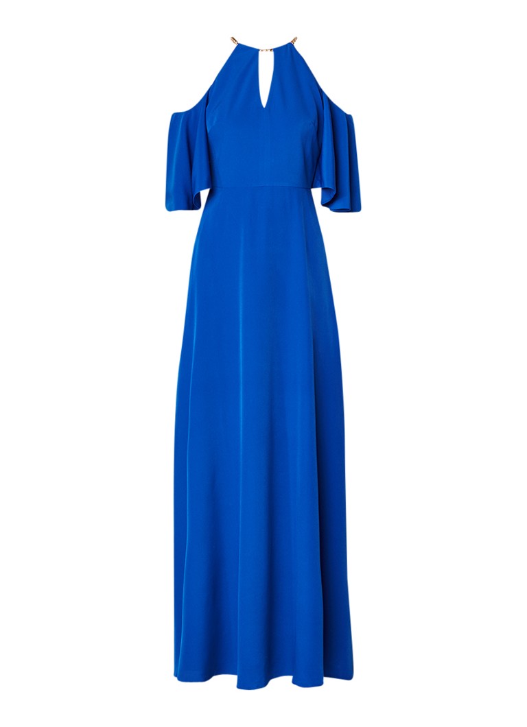 Ted Baker Bennha cold shoulder jurk met split en halsketting royalblauw