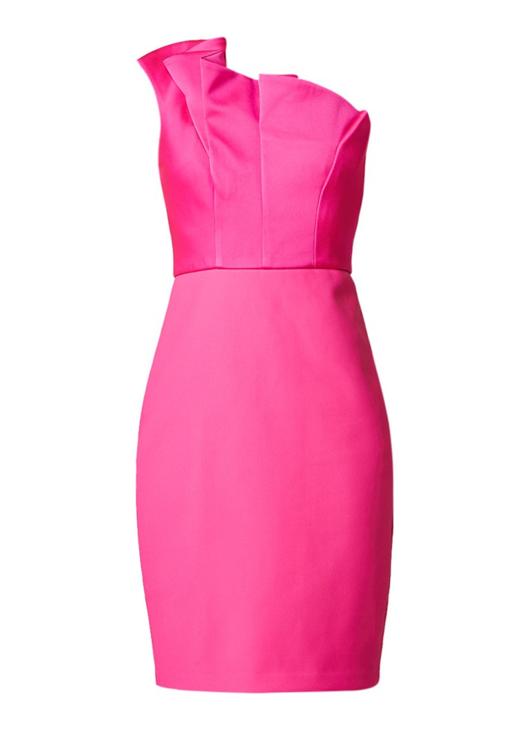 Ted Baker Charlia one shoulder kokerjurk met plooidetail fuchsia