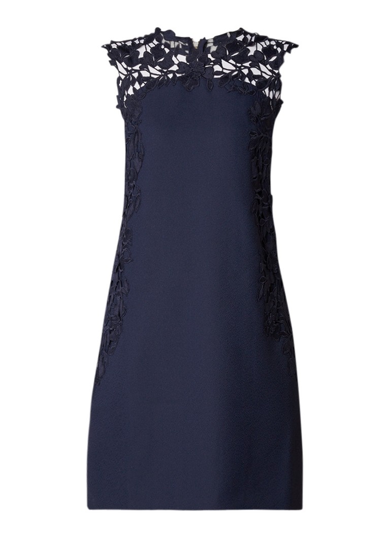 Ted Baker Andreti midi-jurk met detail van gebloemd kant donkerblauw