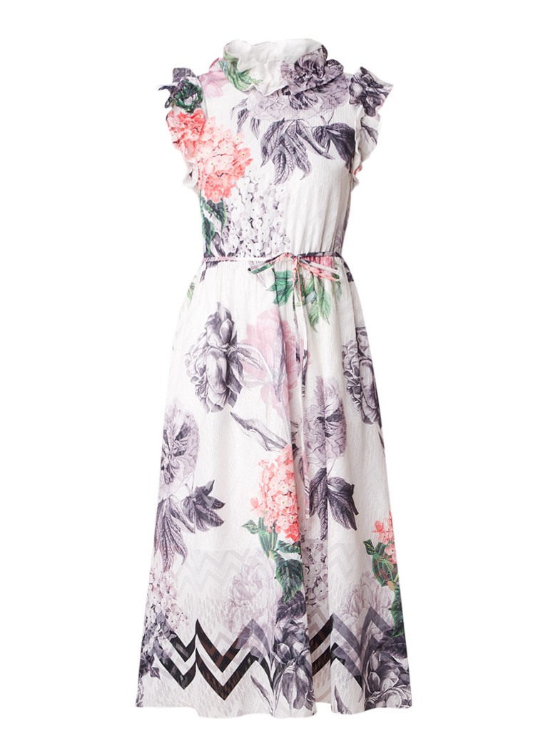 Ted Baker Nessah tuniekjurk met lurex en bloemendessin gebroken wit