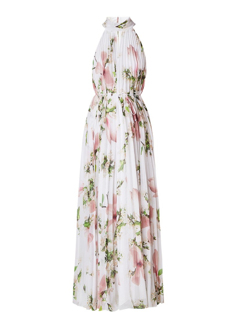 Ted Baker Nicee plissÃ© maxi-jurk met bloemenprint gebroken wit