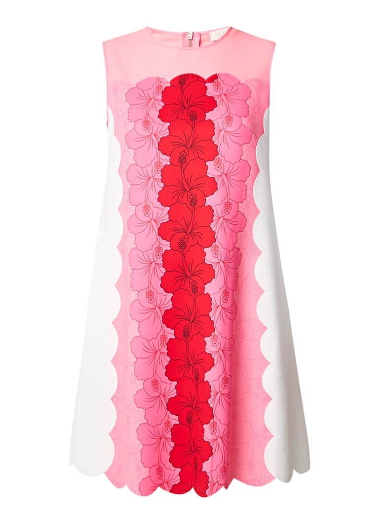 Ted Baker Happiness tuniekjurk met bloemendessin en mesh neonroze