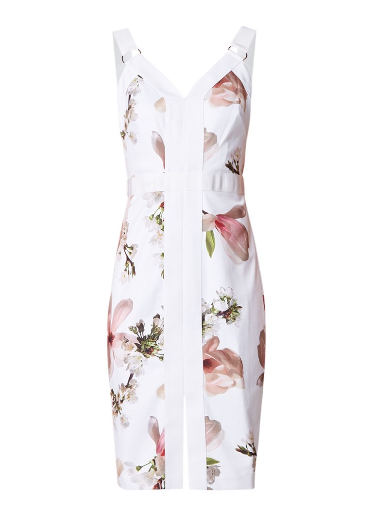 Ted Baker Harmony kokerjurk met bloemendessin wit