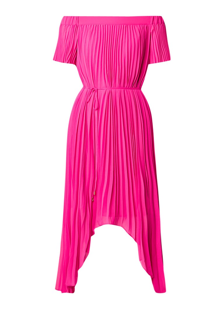 Ted Baker Melli geplisseerde off shoulder jurk van chiffon neonroze