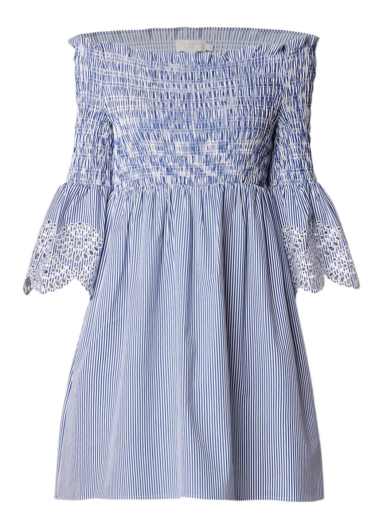 Ted Baker Inoaah off shoulder jurk met smockwerk en broderie middenblauw