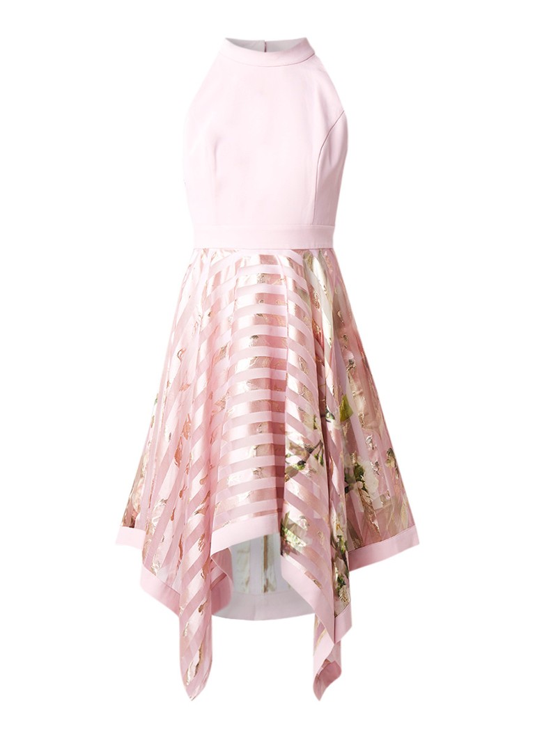 Ted Baker Harmony asymmetrische jurk met bloemendessin roze
