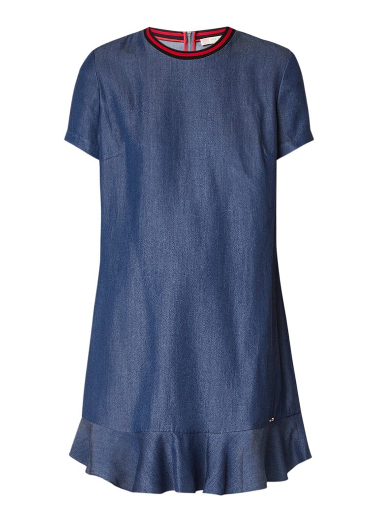 Ted Baker Mini-jurk van chambray met contrastboord indigo